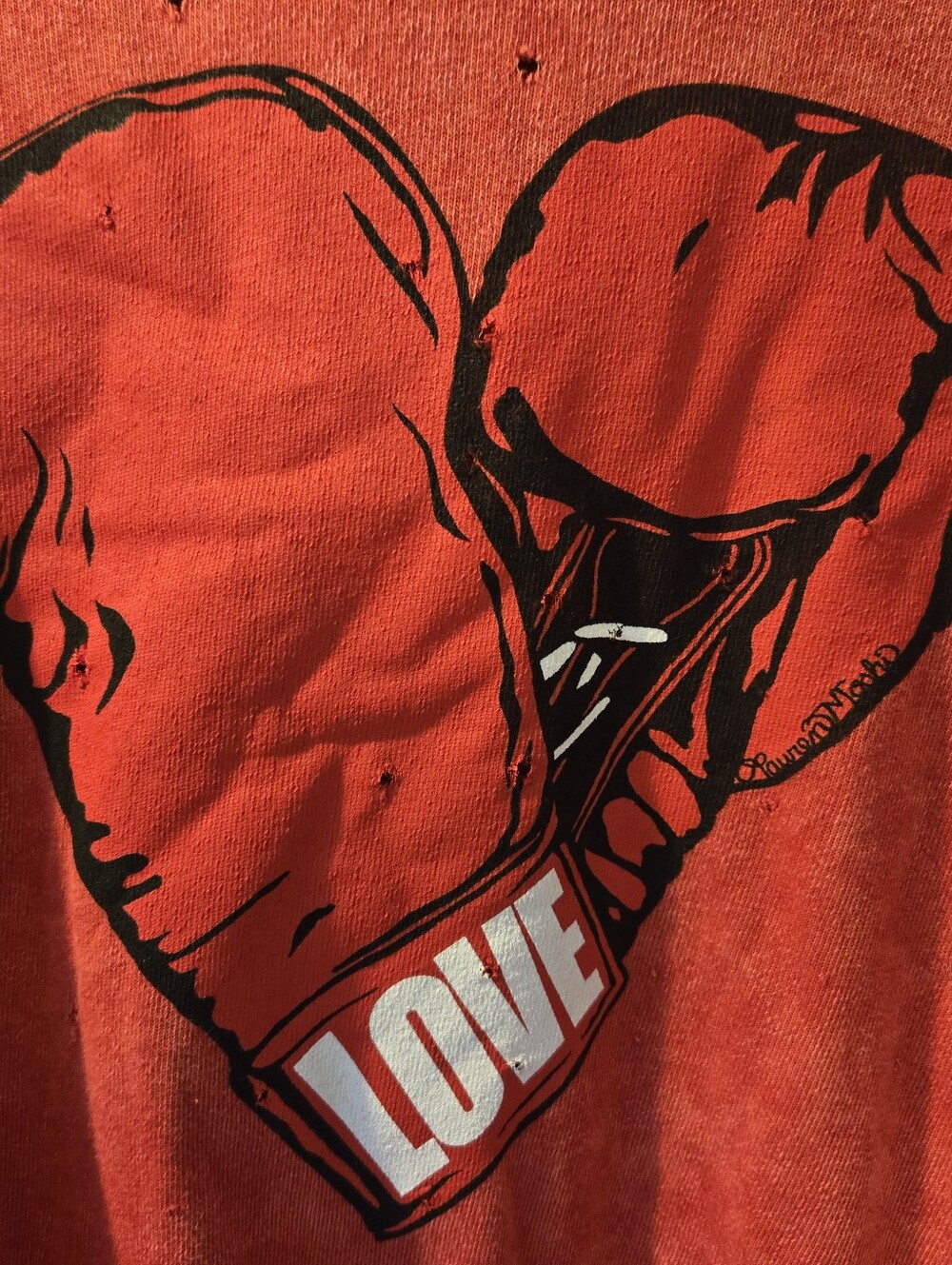 Lauren Moshi Distressed Love Boxing pullover hoodie - Picture 6 of 11